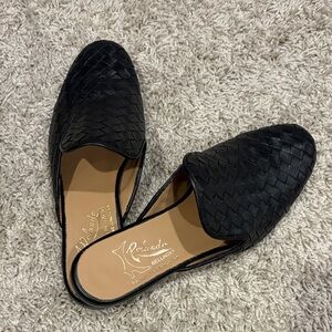 Women’s Black Woven Leather Slip-On Loafers GENUINE ITALIAN MADE